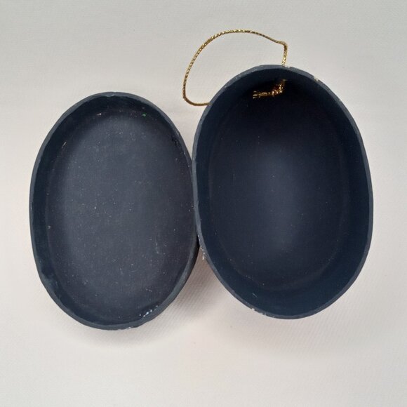 Vintage Christmas Ornament Money Box Old World Santa Blue Cardboard 1990s - Picture 8 of 8